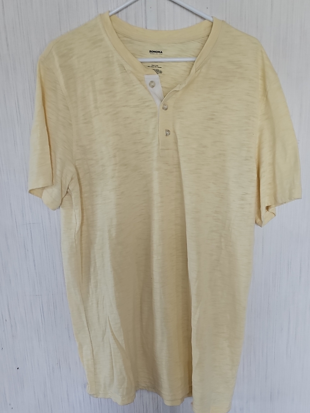 Sonoma Pale Yellow Short-Sleeve Henley Tee